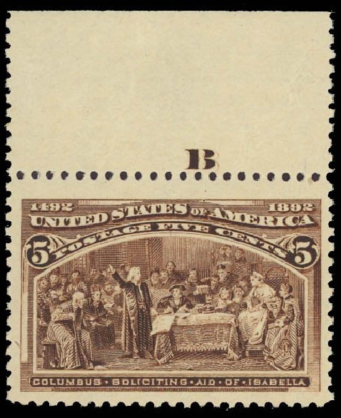 Value of US Stamp Scott Cat. # 234: 5c 1893 Columbian Exposition. Daniel Kelleher Auctions, Jun 2012, Sale 630, Lot 1506