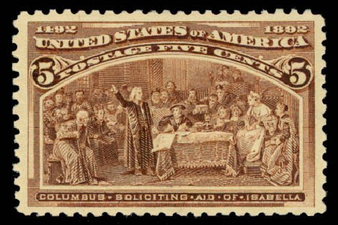 US Stamp Prices Scott # 234 - 1893 5c Columbian Exposition. Daniel Kelleher Auctions, Mar 2013, Sale 635, Lot 346