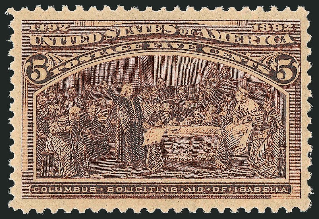 Costs of US Stamp Scott Cat. 234: 1893 5c Columbian Exposition. Robert Siegel Auction Galleries, Jul 2013, Sale 1050, Lot 346