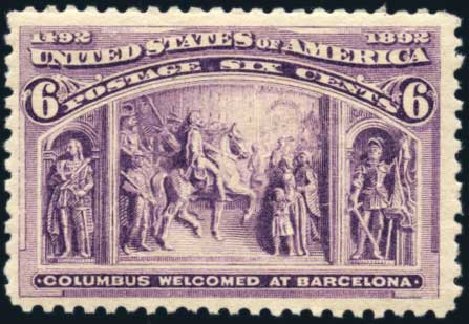 Cost of US Stamps Scott 235: 6c 1893 Columbian Exposition. Harmer-Schau Auction Galleries, Jun 2008, Sale 78, Lot 1417
