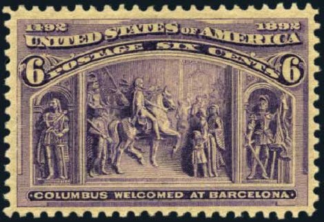 Values of US Stamp Scott Catalog #235 - 1893 6c Columbian Exposition. Harmer-Schau Auction Galleries, Aug 2012, Sale 94, Lot 1317