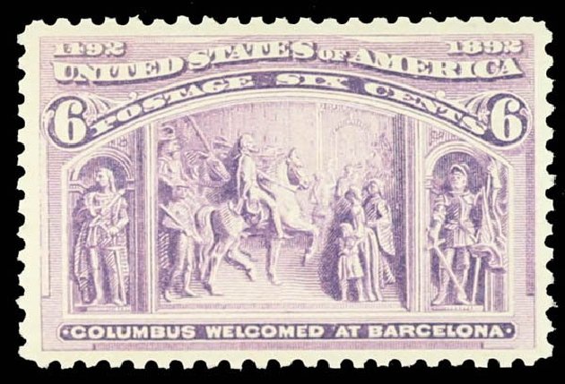 US Stamps Price Scott Catalog 235: 1893 6c Columbian Exposition. Daniel Kelleher Auctions, May 2014, Sale 652, Lot 347