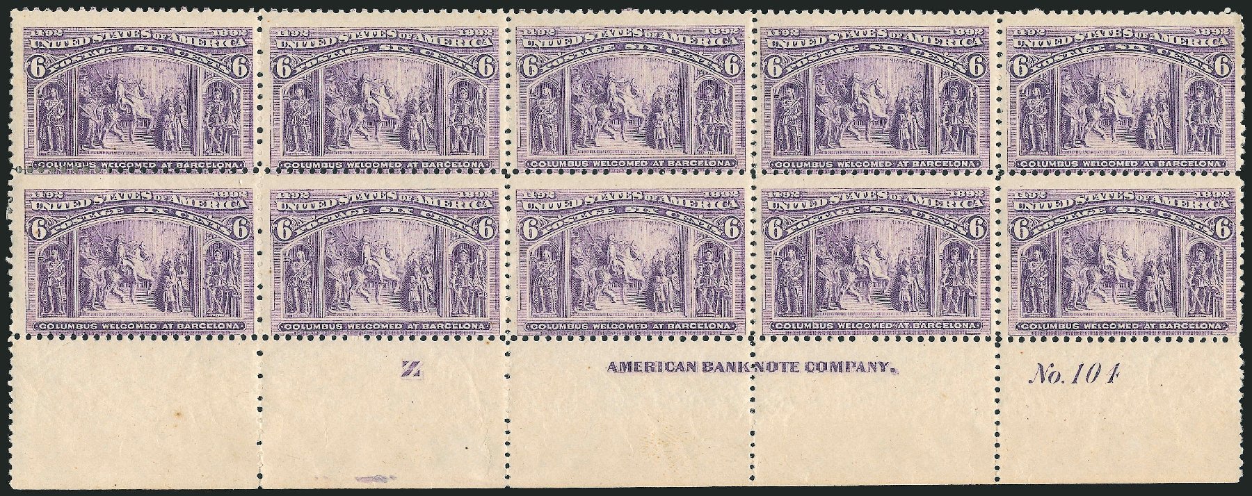 Values of US Stamp Scott Catalogue #235: 6c 1893 Columbian Exposition. Robert Siegel Auction Galleries, Apr 2009, Sale 971, Lot 1137