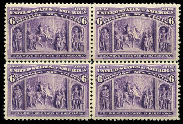 Value of US Stamps Scott Catalogue # 235 - 1893 6c Columbian Exposition. Matthew Bennett International, Jun 2008, Sale 328, Lot 748