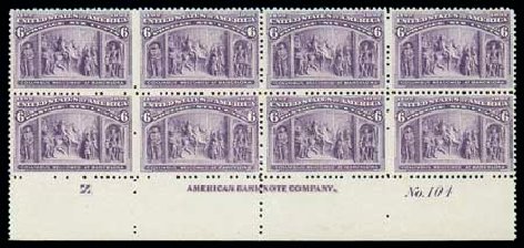 US Stamps Values Scott Cat. # 235 - 1893 6c Columbian Exposition. Matthew Bennett International, Dec 2007, Sale 324, Lot 1139