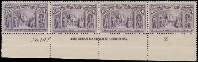 Cost of US Stamps Scott Cat. #235 - 1893 6c Columbian Exposition. Matthew Bennett International, Jun 2008, Sale 328, Lot 749