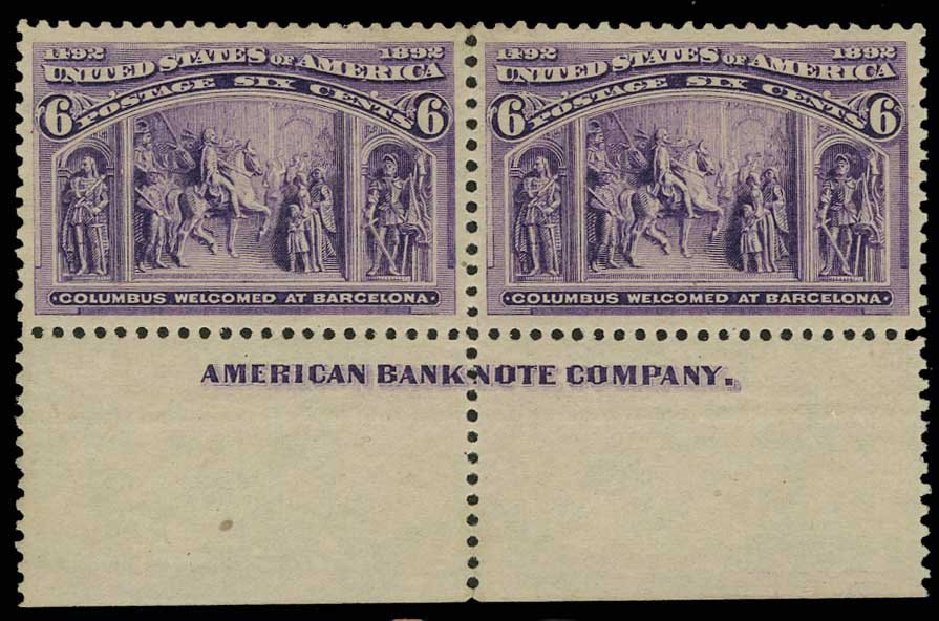Values of US Stamps Scott Catalogue # 235: 6c 1893 Columbian Exposition. H.R. Harmer, May 2014, Sale 3005, Lot 1169