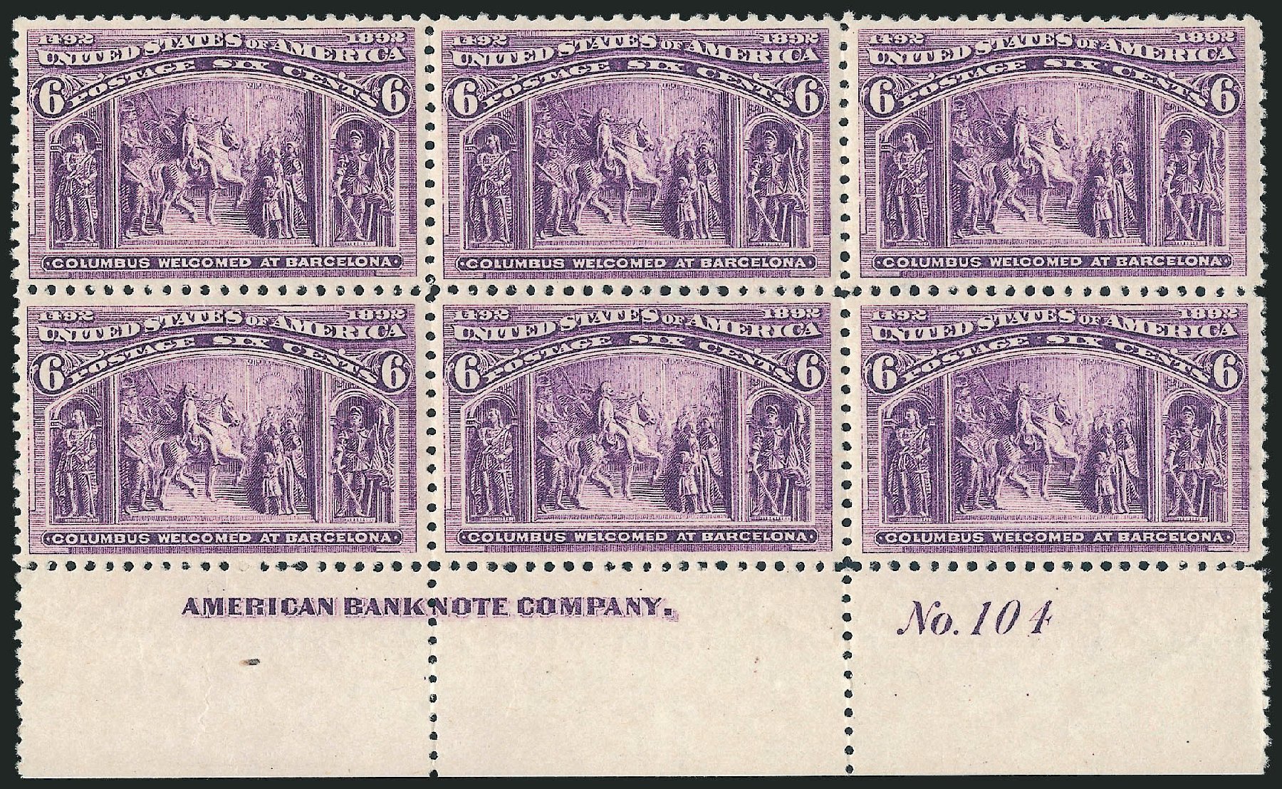 US Stamps Price Scott Catalogue 235 - 1893 6c Columbian Exposition. Robert Siegel Auction Galleries, Oct 2011, Sale 1014, Lot 1489