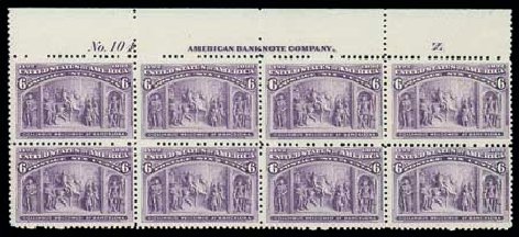 Costs of US Stamps Scott Cat. #235 - 6c 1893 Columbian Exposition. Matthew Bennett International, Dec 2007, Sale 324, Lot 1140