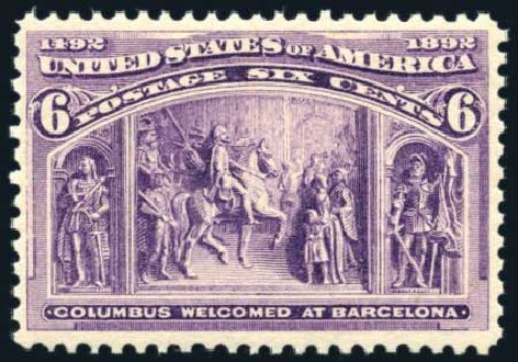 US Stamps Value Scott Catalogue 235 - 6c 1893 Columbian Exposition. Harmer-Schau Auction Galleries, Feb 2009, Sale 80, Lot 1200