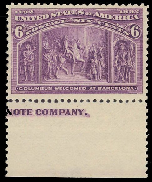 US Stamps Values Scott Cat. # 235 - 1893 6c Columbian Exposition. Daniel Kelleher Auctions, Aug 2012, Sale 631, Lot 910