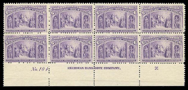 US Stamp Price Scott Catalogue #235 - 6c 1893 Columbian Exposition. Matthew Bennett International, Sep 2010, Sale 331, Lot 581