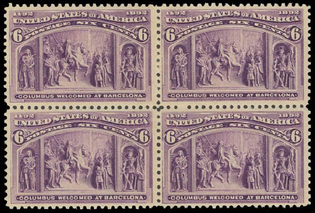 US Stamp Prices Scott Catalog 235: 1893 6c Columbian Exposition. Daniel Kelleher Auctions, Jun 2012, Sale 630, Lot 1511