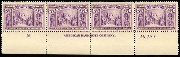 Value of US Stamps Scott 235: 6c 1893 Columbian Exposition. Daniel Kelleher Auctions, Mar 2013, Sale 635, Lot 351