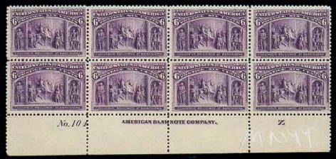 Costs of US Stamps Scott 235: 6c 1893 Columbian Exposition. Matthew Bennett International, Dec 2007, Sale 325, Lot 1734