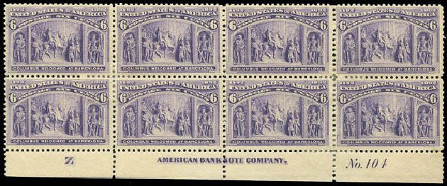 Costs of US Stamps Scott Cat. # 235 - 6c 1893 Columbian Exposition. Matthew Bennett International, Sep 2010, Sale 333, Lot 3644