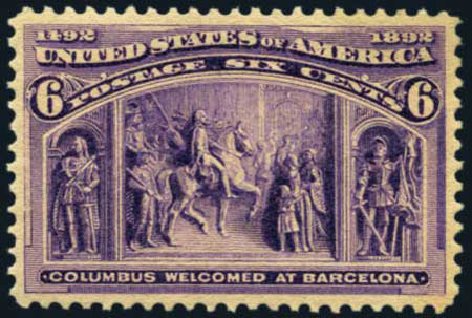 Cost of US Stamp Scott 235 - 1893 6c Columbian Exposition. Harmer-Schau Auction Galleries, May 2012, Sale 93, Lot 294