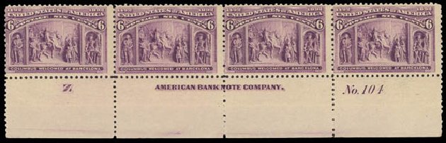 Value of US Stamps Scott Catalog #235 - 6c 1893 Columbian Exposition. Daniel Kelleher Auctions, Apr 2012, Sale 629, Lot 234