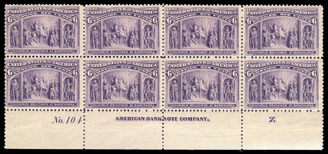 Values of US Stamp Scott # 235 - 6c 1893 Columbian Exposition. Cherrystone Auctions, Nov 2010, Sale 201011, Lot 125