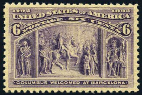 Values of US Stamps Scott Catalog 235 - 1893 6c Columbian Exposition. Harmer-Schau Auction Galleries, Aug 2012, Sale 94, Lot 1315