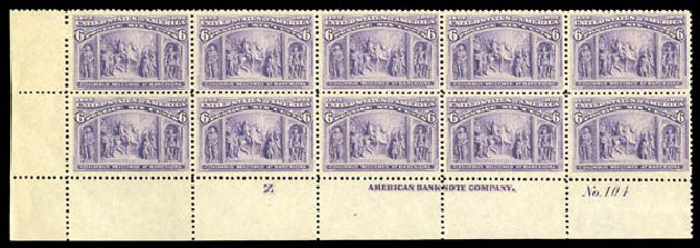 Prices of US Stamps Scott Catalogue #235 - 1893 6c Columbian Exposition. Matthew Bennett International, Sep 2010, Sale 331, Lot 582