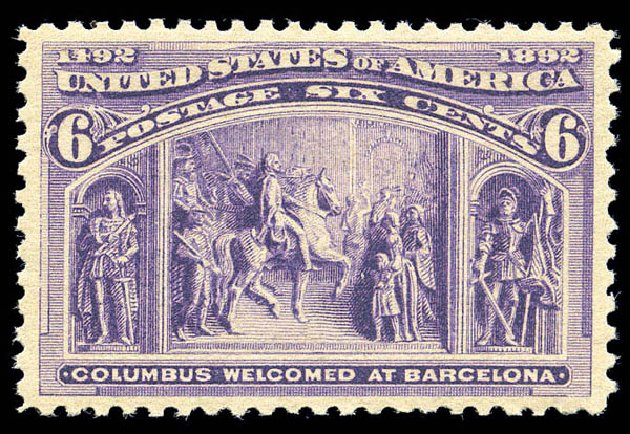 Costs of US Stamp Scott Catalogue # 235 - 1893 6c Columbian Exposition. Matthew Bennett International, Sep 2010, Sale 333, Lot 3642