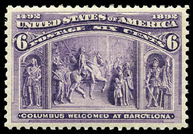 US Stamps Values Scott Cat. 235 - 6c 1893 Columbian Exposition. Matthew Bennett International, Feb 2012, Sale 340, Lot 312