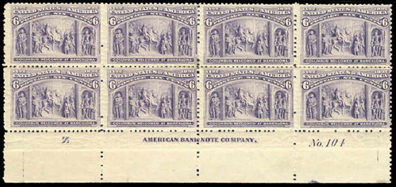 Prices of US Stamp Scott Catalog #235: 6c 1893 Columbian Exposition. Cherrystone Auctions, Jan 2009, Sale 200901, Lot 162