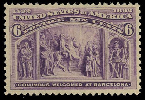 Costs of US Stamps Scott Catalog #235 - 6c 1893 Columbian Exposition. Daniel Kelleher Auctions, Oct 2012, Sale 632, Lot 1132