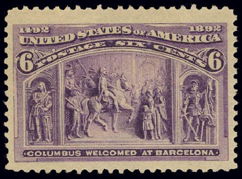 Price of US Stamps Scott Catalogue # 235: 1893 6c Columbian Exposition. Daniel Kelleher Auctions, Feb 2013, Sale 634, Lot 162