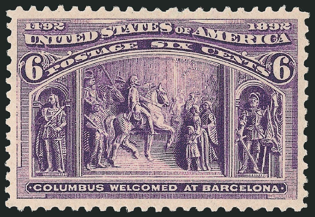 US Stamps Value Scott Catalogue # 235 - 6c 1893 Columbian Exposition. Robert Siegel Auction Galleries, Dec 2008, Sale 967, Lot 4372
