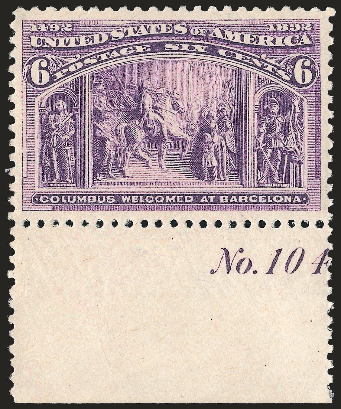Costs of US Stamp Scott Catalog # 235 - 1893 6c Columbian Exposition. Robert Siegel Auction Galleries, Jun 2009, Sale 975, Lot 1502