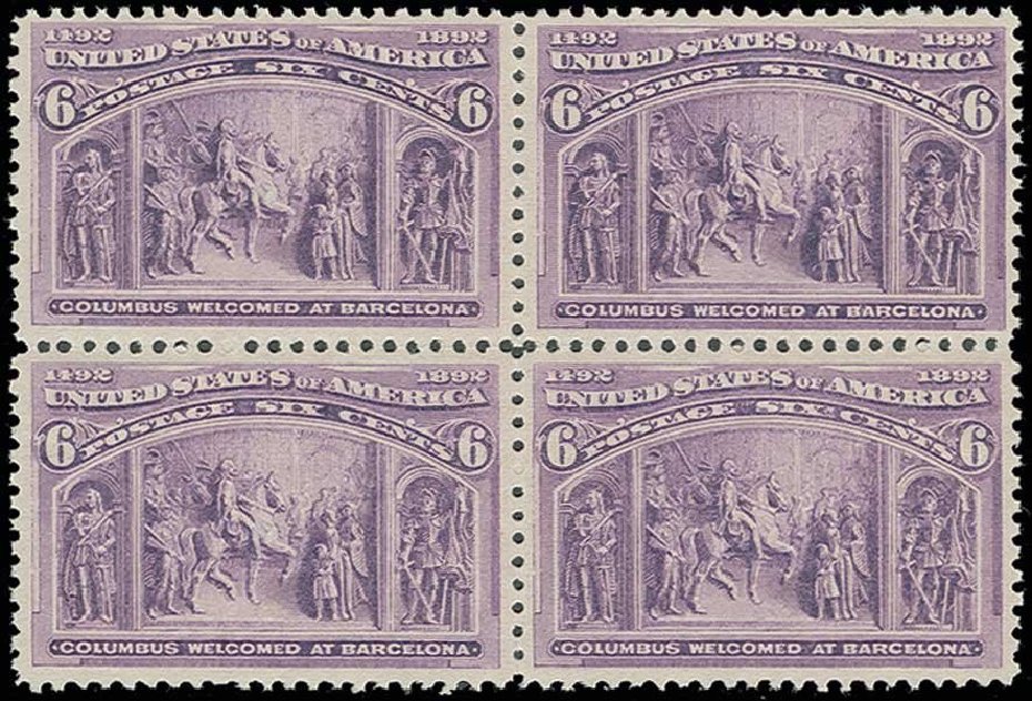 US Stamps Values Scott #235: 1893 6c Columbian Exposition. H.R. Harmer, Jun 2013, Sale 3003, Lot 1153