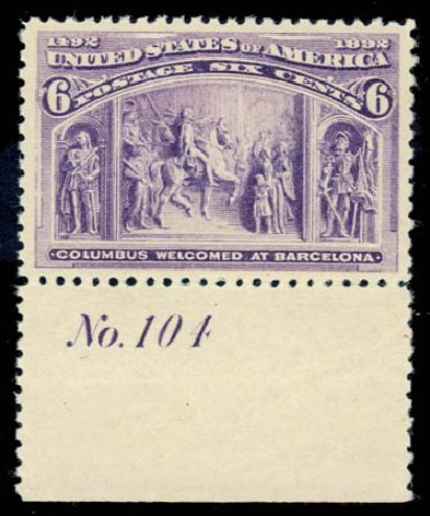 Cost of US Stamps Scott 235 - 6c 1893 Columbian Exposition. Daniel Kelleher Auctions, Jul 2011, Sale 625, Lot 813