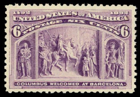 Price of US Stamp Scott 235: 1893 6c Columbian Exposition. Daniel Kelleher Auctions, Apr 2013, Sale 636, Lot 186