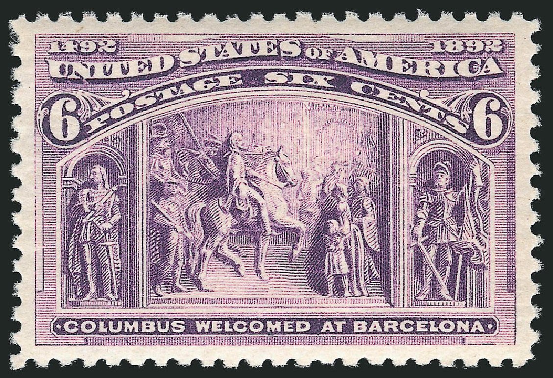 US Stamps Value Scott Catalogue # 235 - 1893 6c Columbian Exposition. Robert Siegel Auction Galleries, Mar 2012, Sale 1019, Lot 546