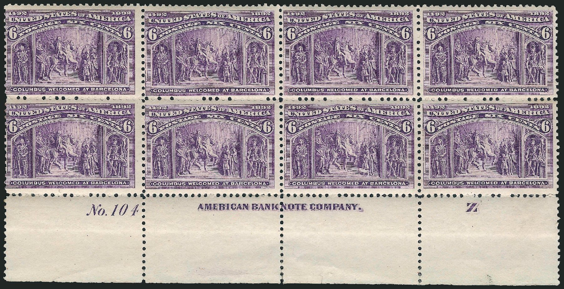 Values of US Stamps Scott #235 - 1893 6c Columbian Exposition. Robert Siegel Auction Galleries, Apr 2009, Sale 971, Lot 1136