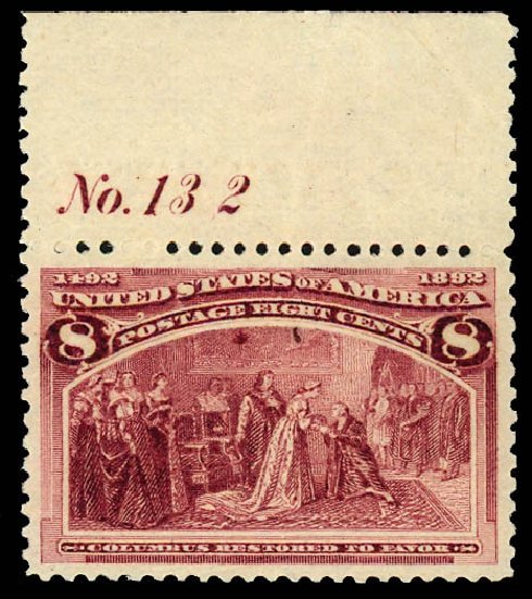 US Stamp Price Scott #236 - 1893 8c Columbian Exposition. Daniel Kelleher Auctions, Dec 2012, Sale 633, Lot 457