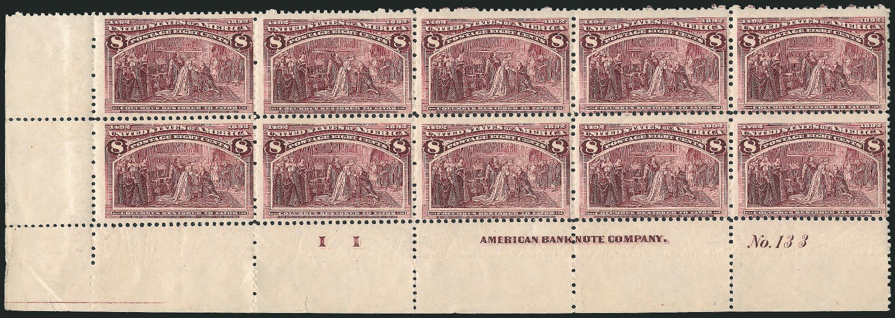 US Stamp Value Scott Cat. #236 - 8c 1893 Columbian Exposition. Robert Siegel Auction Galleries, Apr 2009, Sale 971, Lot 1147