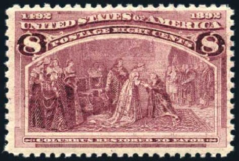 US Stamps Value Scott Cat. #236: 1893 8c Columbian Exposition. Harmer-Schau Auction Galleries, Jul 2010, Sale 86, Lot 429