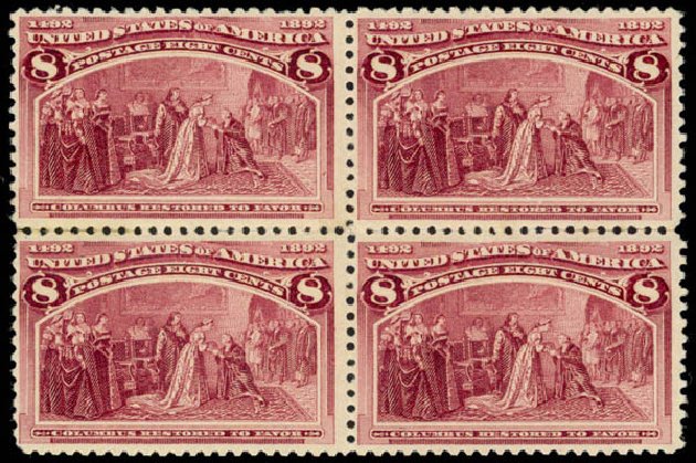Values of US Stamps Scott Catalogue #236: 1893 8c Columbian Exposition. Daniel Kelleher Auctions, Mar 2013, Sale 635, Lot 359