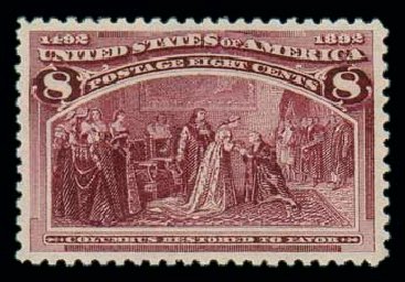 Value of US Stamps Scott 236 - 1893 8c Columbian Exposition. Matthew Bennett International, Oct 2007, Sale 320, Lot 500