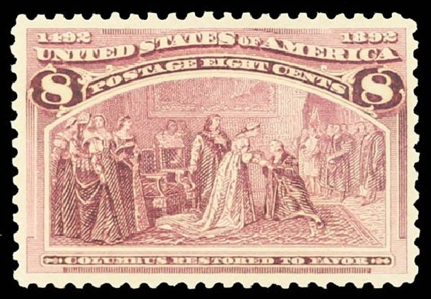 Values of US Stamp Scott Catalogue 236: 8c 1893 Columbian Exposition. Daniel Kelleher Auctions, May 2014, Sale 652, Lot 350