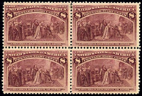 Prices of US Stamp Scott Cat. #236 - 8c 1893 Columbian Exposition. Harmer-Schau Auction Galleries, Feb 2009, Sale 80, Lot 1201