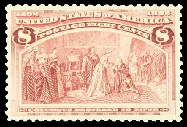 Values of US Stamp Scott Catalog #236 - 8c 1893 Columbian Exposition. Daniel Kelleher Auctions, May 2014, Sale 652, Lot 351