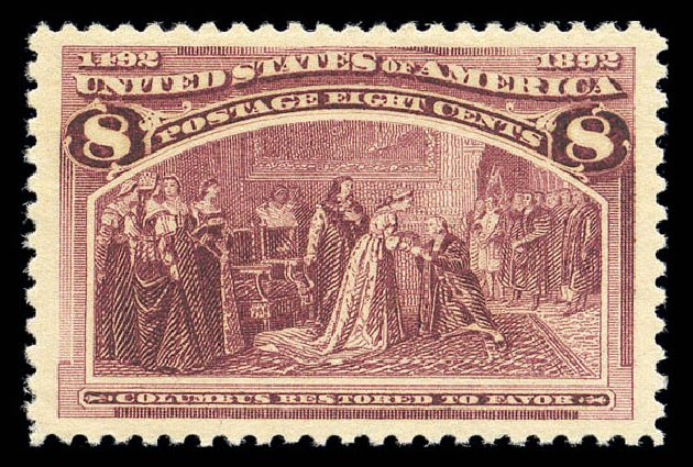 Value of US Stamp Scott Catalogue #236: 1893 8c Columbian Exposition. Matthew Bennett International, Sep 2010, Sale 331, Lot 584