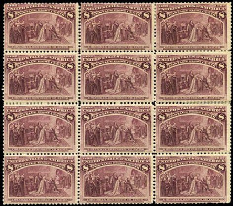 Cost of US Stamps Scott Catalogue #236 - 1893 8c Columbian Exposition. Harmer-Schau Auction Galleries, Aug 2012, Sale 94, Lot 1324