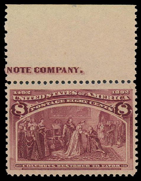 Value of US Stamps Scott Catalogue # 236: 1893 8c Columbian Exposition. Daniel Kelleher Auctions, Jan 2012, Sale 628, Lot 354
