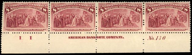 Price of US Stamps Scott Catalog 236 - 1893 8c Columbian Exposition. Daniel Kelleher Auctions, Mar 2013, Sale 635, Lot 354