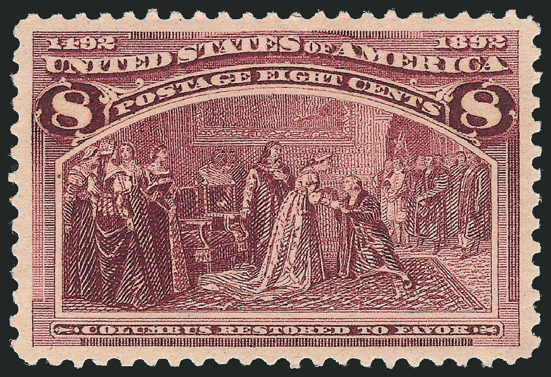 US Stamps Values Scott Cat. #236 - 1893 8c Columbian Exposition. Robert Siegel Auction Galleries, Mar 2013, Sale 1040, Lot 1484